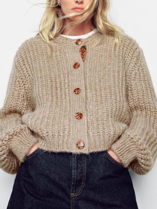 Zara Sweaters - Zara Chunky Taupe Knit Cardigan